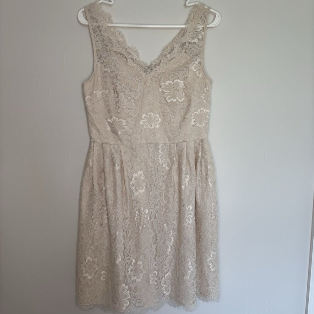 WEDDINGTON WAY Olivia Lace Women's 8 Ivory Fit & Flare V-Neck Bridal